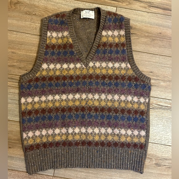 Vintage Sweaters - Vintage Lord Jeff 100% Shetland Wool Size Large Sweater Vest Grandpacore
